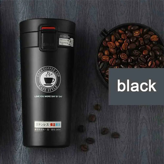 Thermo Kaffee-Becher in Schwarz mit Sicherheits Verschluss 380ml / 500ml